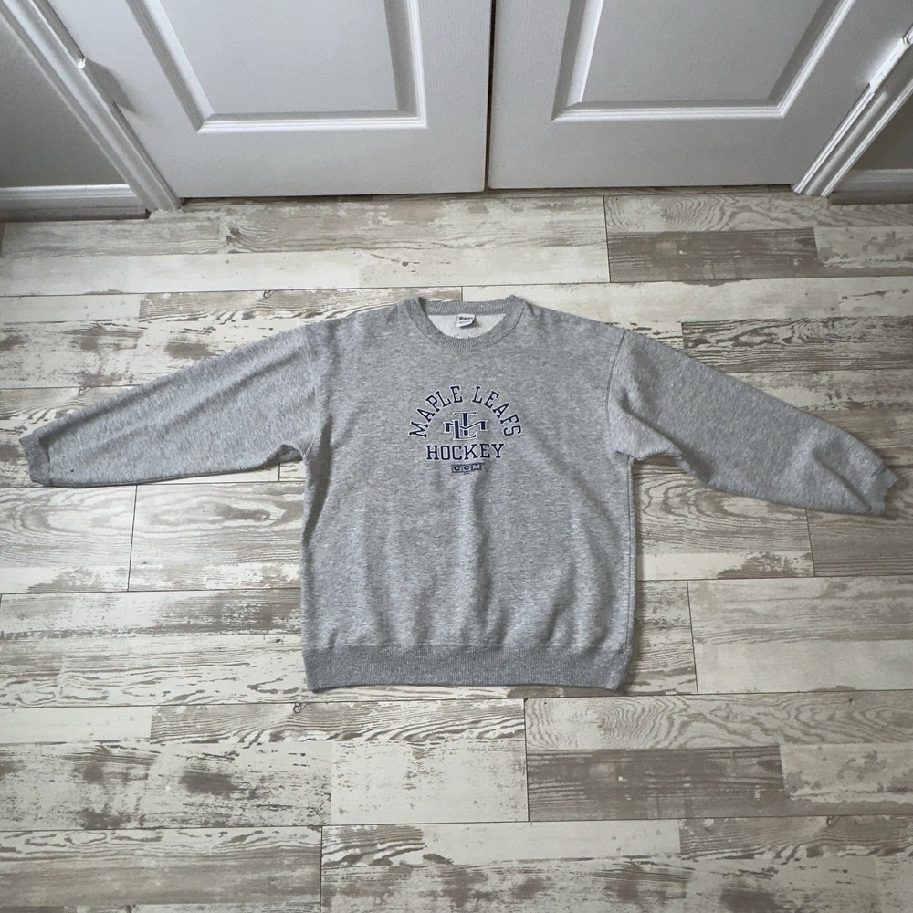 Vintage Toronto Maple Leafs Sweatshirt Mens Large Gray NHL Hockey CCM 90s